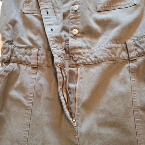 Long-Sleeve Cropped Jean Utility Jumpsuit for Women (GREEN) - Picture 10 of 15